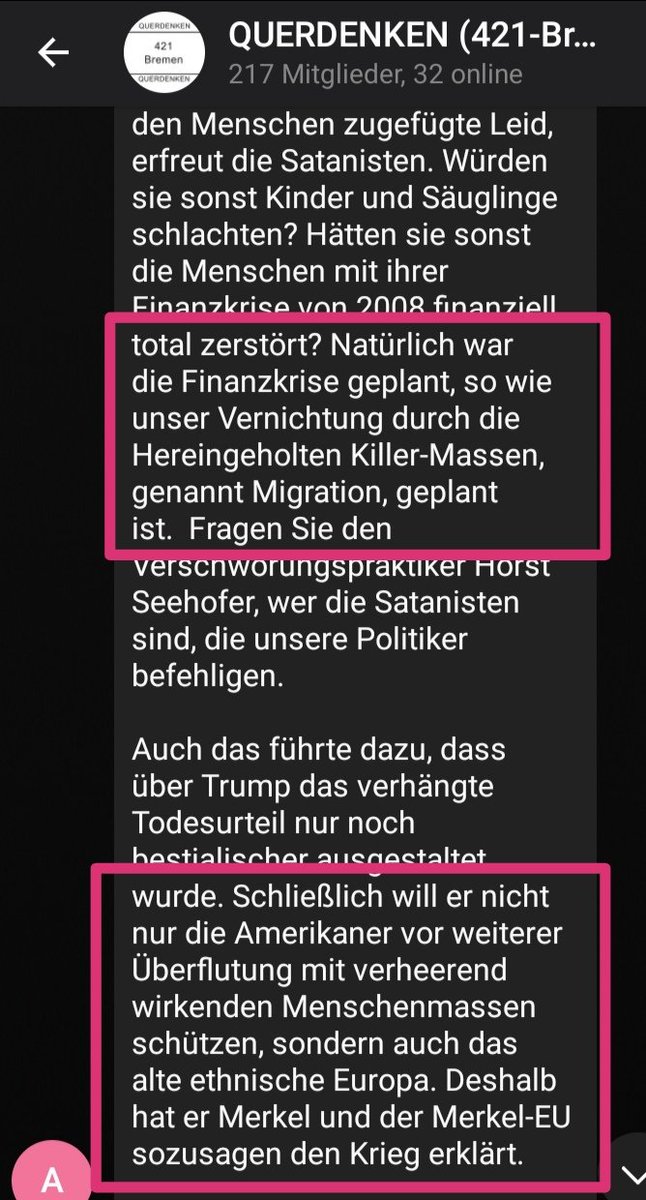afdwatchbremen's tweet photo. Hitler-Verehrung und antisemitische Volksverhetzung bei "#Querdenken 421". Die folgenden Äußerungen auf dem offiziellen Bremer "Querdenken"-Kanal, legitimieren die AdministratorInnen mit dem Kommentar "Jeder darf seine Gedanken teilen. Das ist Querdenken". #bremen #antifa #noafd https://t.co/QVexVKWUPb