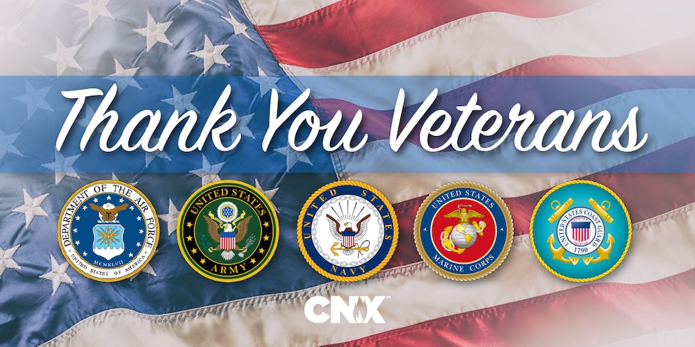 CNXTweets's tweet photo. Special thanks and gratitude to all who have served, particularly the many veterans who are part of the CNX team. #VeteransDay2020 https://t.co/VIXO6RVflW