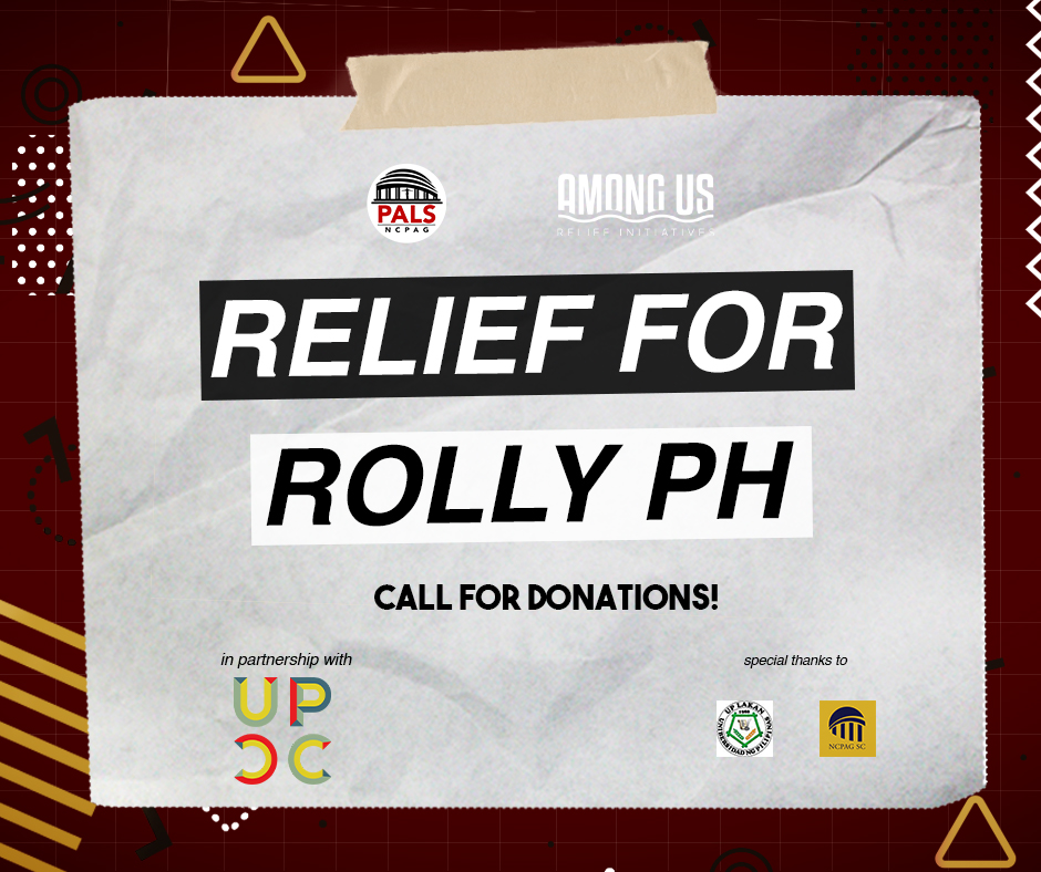 PALSncpag's tweet photo. PALS-NCPAG, recognizing its duty to the general public, is hereby launching Relief for Rolly PH, an initiative aimed at helping the people affected by Typhoon Rolly. Donations can be made in cash or in check. https://t.co/tY5MZQ24kQ