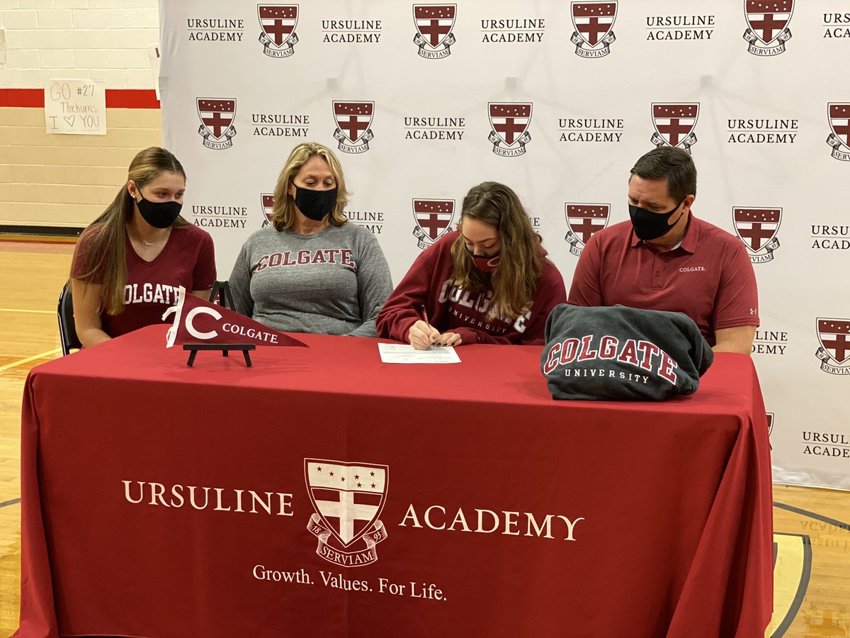 UARaiders's tweet photo. Congrats, Ali Popham ‘21 for signing her NLI to play soccer at Colgate University! ⚽️@colgateuniv @SeanGreeneWDEL @mlang68 @BradMyersTNJ @kevintresolini #NationalSigningDay #uaraiders #uasoccer #delhs https://t.co/5Q8FgSJuAn