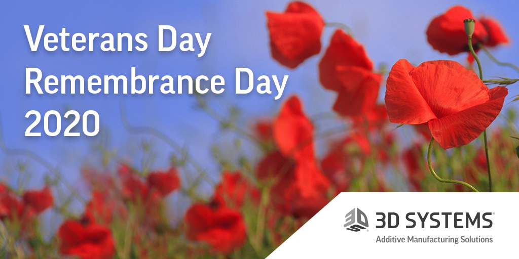 3dsystems's tweet photo. This week we recognize #RemembranceDay & #VeteransDay. We’re privileged to have many veterans on our 3DS team & grateful for their service. We’re also proud to work with the VHA to employ AM solutions to better serve veterans. #3dsystemslife https://t.co/C8nAjhdQMf https://t.co/d7f7OWX4M6