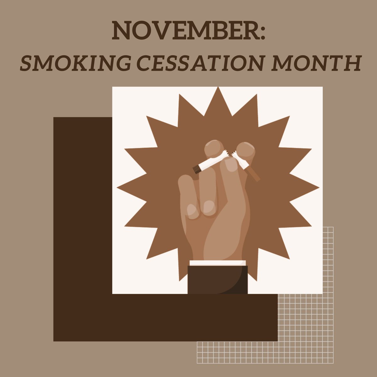 SNMA's tweet photo. With the holidays around the corner, show your loved ones how much you care about their health by discussing smoking cessation. Hold webinars to discuss the effect of smoking on health outcomes. Take charge and help us drop the rate of smoking in America because #SNMAcares https://t.co/xcuDBn2fsU