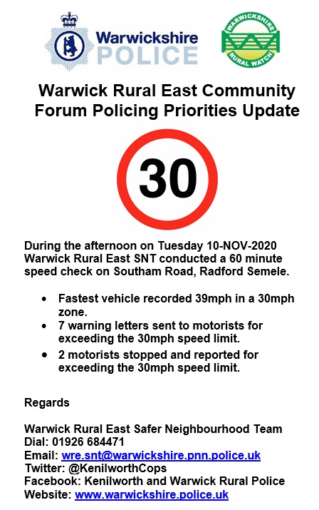 KenilworthCops's tweet photo. Warwick Rural East Community Forum Policing Priorities Update - Radford Semele @radfordsssc @radfordsemele   ^EK https://t.co/YKaQ5QIhme