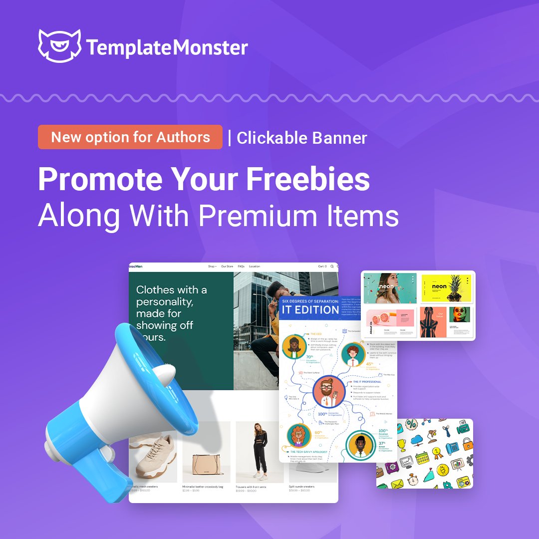 🔥How to drive more #traffic to your premium items on TemplateMonster?

Add a freebie to the #marketplace and use clickable banner option to promote your premium product! Learn more about the new option: helpdesk.templatemonster.com/how-to-add-a-f…

#WordPress #webdesigner #webdeveloper #marketingtip