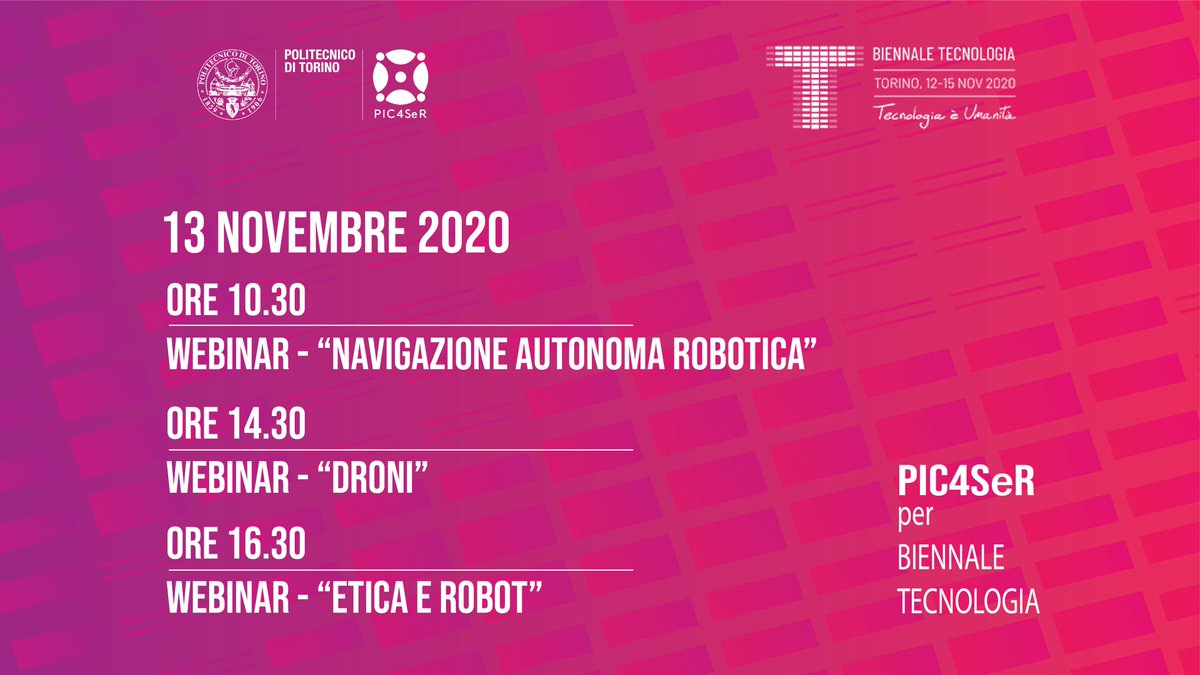 Venerdì 13 novembre <a href="/PIC4SeR/">PIC4SeR</a> partecipa alla #BiennaleTecnologia. Saremo #Online per parlarvi di #futuro e #Robotica 🤖🦾🧠

Per saperne di più clicca su biennaletecnologia.it/programma/poli…, digita <a href="/PIC4SeR/">PIC4SeR</a> e partecipa ai nostri webinar dedicati