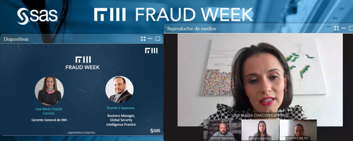 Sas_Colombia's tweet photo. Algunas conclusiones del tercer día de #SASFraudWeek:
"Combinar la gestión del conocimiento con las nuevas tecnologías es clave, así como conocer las mejores prácticas y revisar los indicadores cualitativos y cuantitativos": Lina Chacón de @inif_social 💡✍
c.c @FasecoldaOficia https://t.co/NTrgwxGPZs