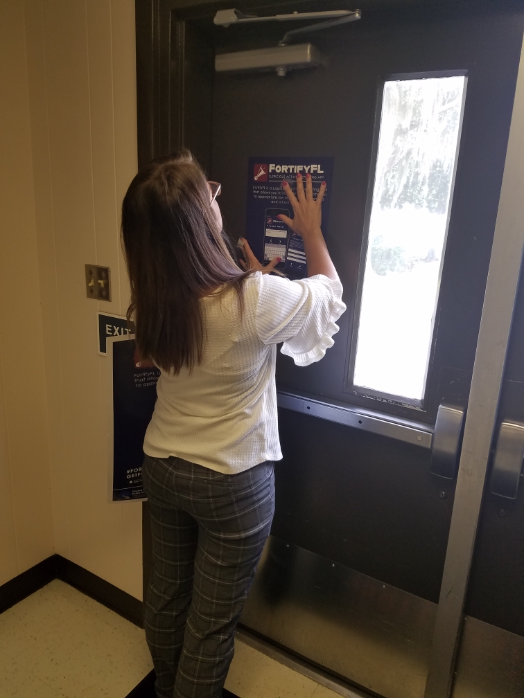 SafeSchoolsMCPS's tweet photo. Thanks you Tracy Sampson, Department of Safe Schools Regional Representative for the visit and the additional FortifyFL (Suspicious Activity Reporting APP) posters on our campuses!  

#WeAreMCPS
#FORTIFYFL
#CelebrateMCPS https://t.co/T0t8hTgeVh