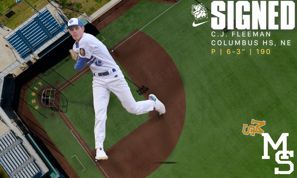 MSSUBaseball's tweet photo. C.J. Fleeman is officially a Missouri Southern Lion! C.J. Is a LHP from Columbus H.S. (NE) https://t.co/nbmTMsM9eE