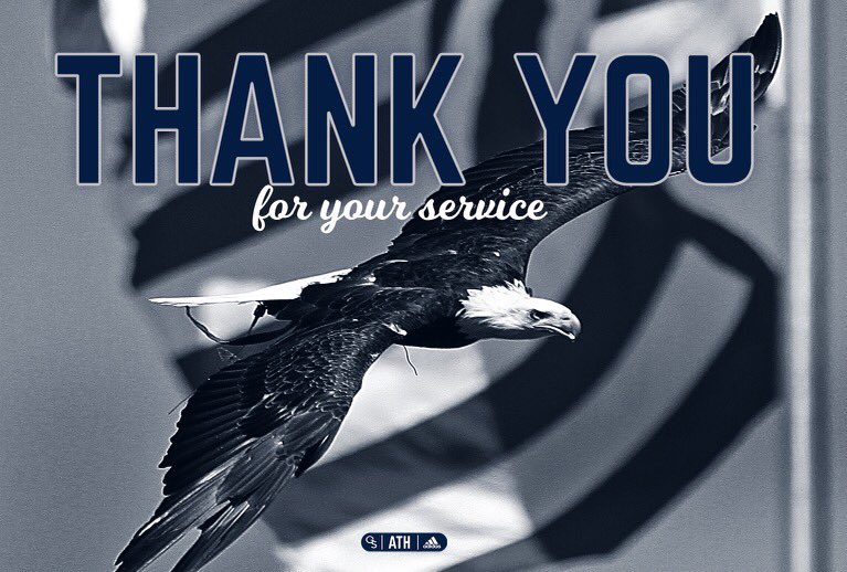 GSAthletics_SD's tweet photo. Thank you, Veterans, for all you have done for our country. We are forever grateful for your service. #HailSouthern https://t.co/rr4xZ6Dwb5
