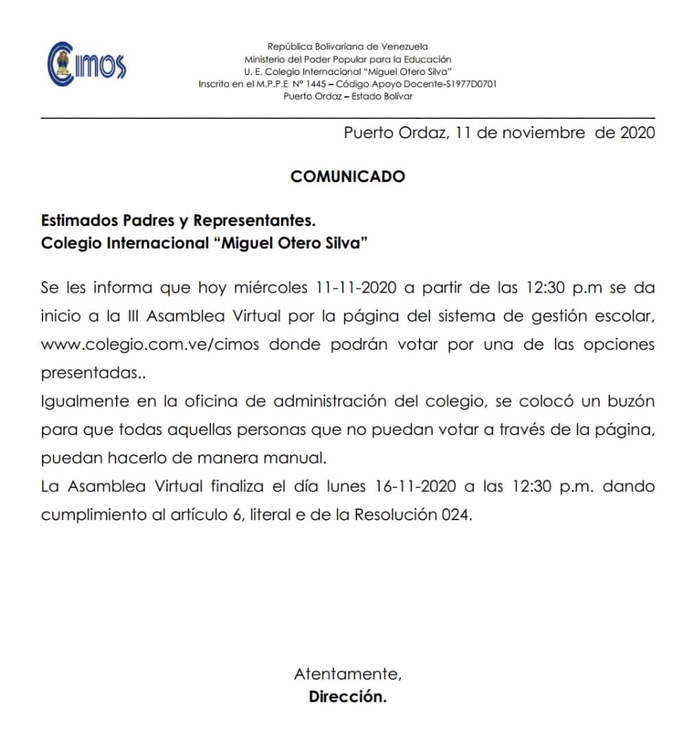 CimosOficial's tweet photo. 3ra Asamblea Virtual https://t.co/v44cBgnAYy
