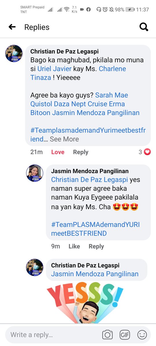 EygeeS's tweet photo. PAKINGGAN ANG SIGAW NG TEAM PLASMAAAAA! 💙😍 @eygeepauldevera
@yurielofficial
#EYULangAko https://t.co/rz0qU6Ji0B