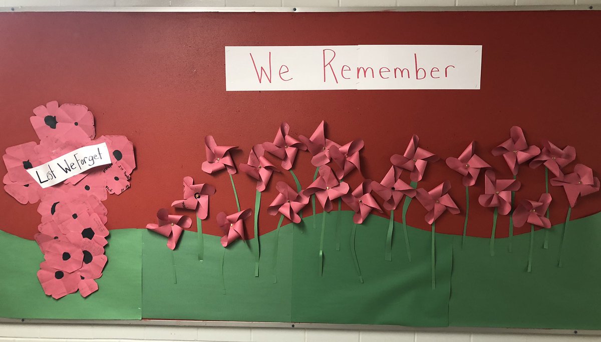 Cathcart Cougars are honouring our veterans with a virtual assembly today and some beautiful collaborative art projects that are on display in our hallways. #RemembranceDay2020 #LestWeForget #LeCanadaSeSouvient #lkdsb <a href="/angie_barrese/">angie barrese</a>