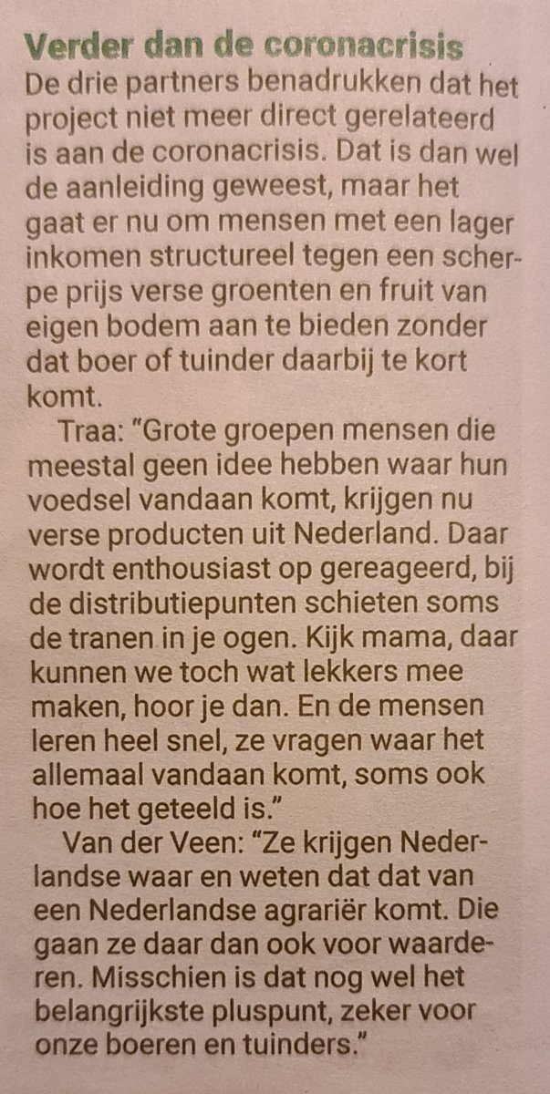 Karin_B_E's tweet photo. Voor u gelezen in @FoodAgribusines 📰

Flevolandse boer voedt minder bedeelden in Amsterdam met Nederlandse waar uit de regio en oogst en passant waardering 👌

#FlevoFood 👨‍🌾🚜
#BoerenVoorBurgers 💪 https://t.co/hgjeNTqFkT