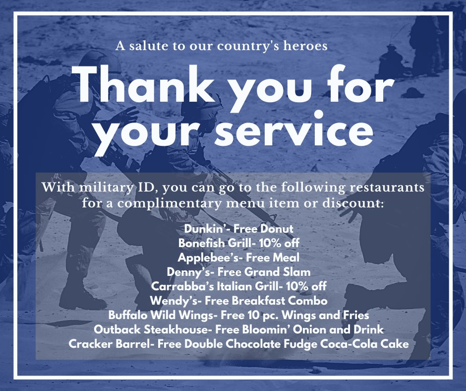 Veterans and all military personnel, thank you for your service. We have created a list of local restaurants who are offering: free meals, deals, and discounts. Be sure to treat yourself today!
#somersetatmadison #veteransday #support