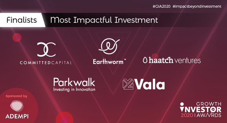Well done to everyone nominated for Most Impactful Investment, sponsored by <a href="/AdempiAssoc/">Adempi Associates</a>: <a href="/CommCapUK/">Committed Capital</a> @earthwormgroup <a href="/Haatch/">Haatch</a> <a href="/ParkwalkAdvisor/">Parkwalk</a> <a href="/vala_capital/">Vala Capital</a> 💪💪💪 #GIAwards2020 #impactbeyondinvestment #SME
