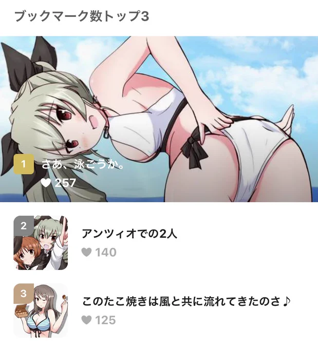 うちのブクマ3位はアンツィオでなく、ミカさんです、、、 