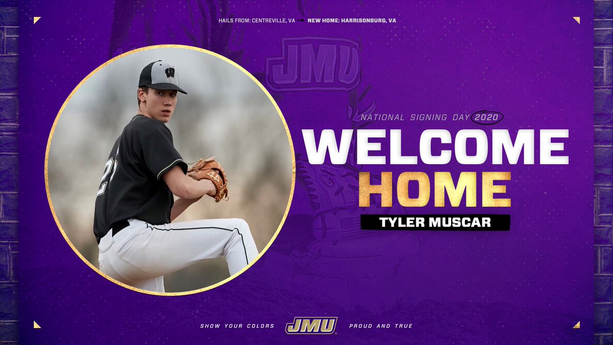 JMUBaseball's tweet photo. SIGNED ✍️

Welcome home, Tyler Muscar!

Tyler is a District and Region Champion from Centreville, Va., and was a state finalist his sophomore year!

#GoDukes https://t.co/dJxbF5q5u2
