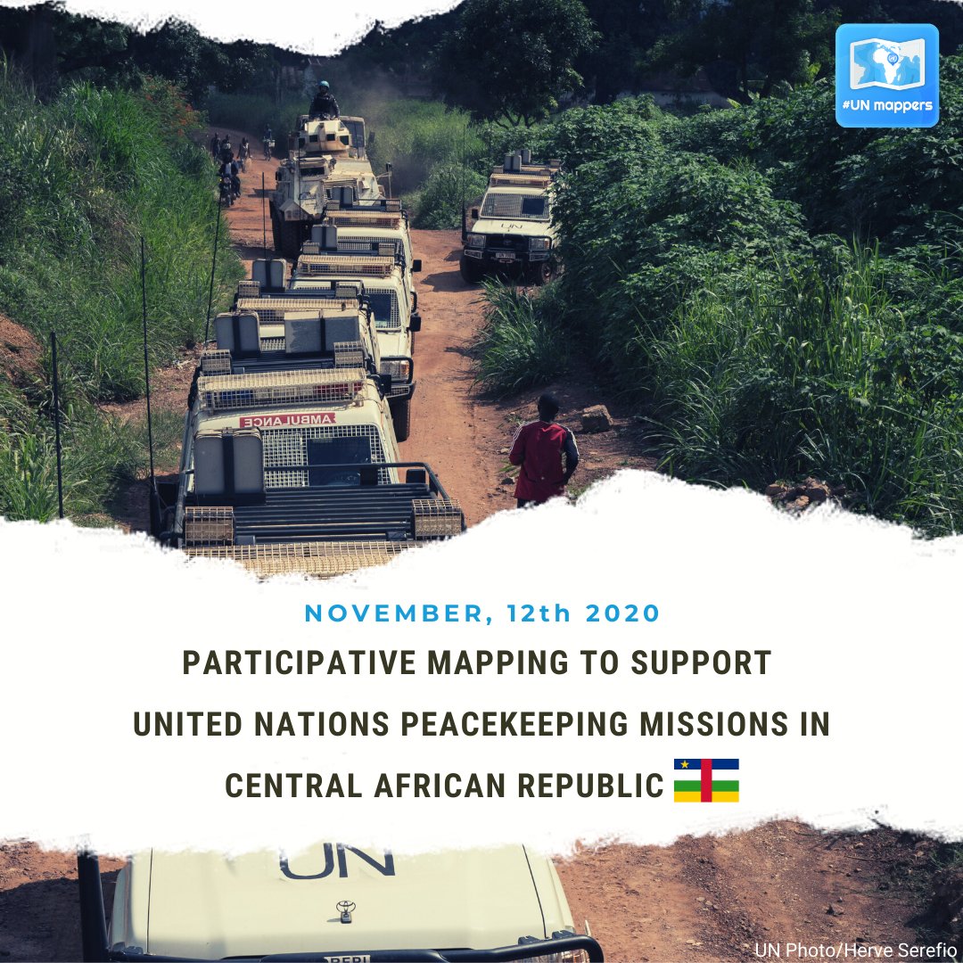 UN_Mappers's tweet photo. #GeoNovember mood?🍂
Map with us, give your contribution to support peace!
Participative Mapping to support UN Peacekeeping Missions in Central African Rep. 🇨🇫
Nov, 12th from 6 pm to 8 pm CET
Register here https://t.co/mBw824IWr8
Organized in collaboration with @MasterGIS_Droni https://t.co/N81JNSz0WC