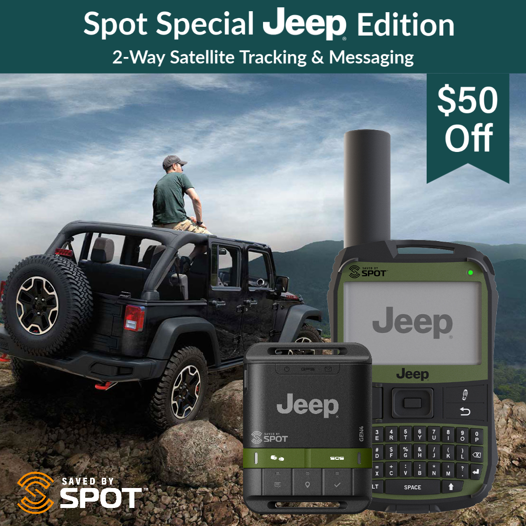 satphonestore's tweet photo. The @SPOT_LLC Gen 4 & Spot X @Jeep Editions provide satellite tracking and messaging when you're off the grid. Communicate easily with family, friends, or directly with Search & Rescue services in a life-threatening situation. https://t.co/UaAHXzJVcB #spot #spotx #findmespot https://t.co/fsin3eqquF