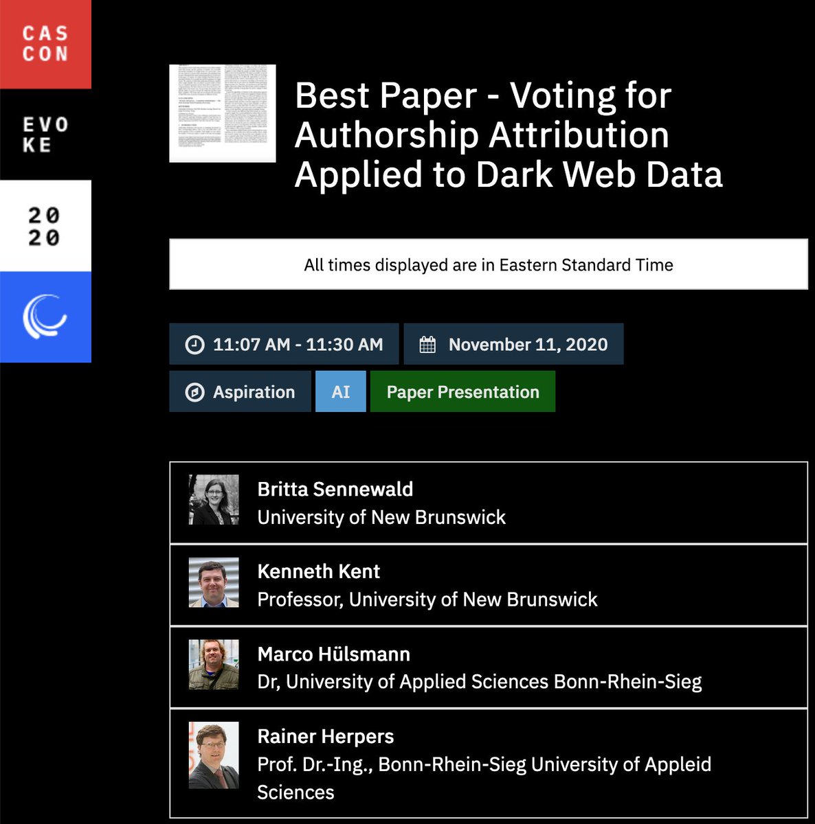 CASAtlantic's tweet photo. Best Paper presentation at #CXEtechconf starts shortly ...still time to get over to the "Aspiration" room (what a great name).
https://t.co/wx2K0Z8iVz #CXEtechconf #AdvancedStudies @IBMCanada @EvokeConf @UNBResearch @UNBFCS https://t.co/VgAeQEvBT1