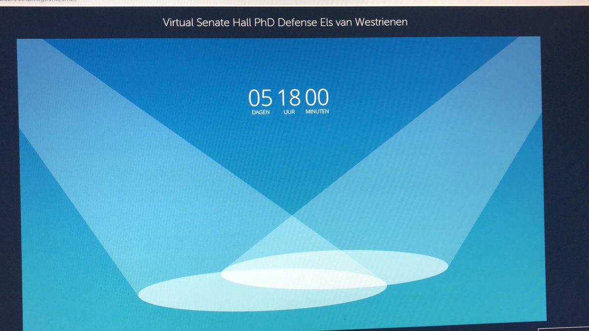 Het aftellen is nu echt begonnen! 17 november 11.00 uur sta ik in de Sentaatszaal om mijn proefschrift te verdedigen. Meekijken kan! Middels onderstaande livestream: live.starleaf.com/ODQxMDg6NTMzMT…