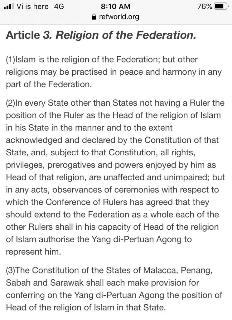 Almost every Muslim majority country discriminates against other faiths, sanctioned by its law.Even educated, prosperous democracies like Malaysia have several sections (3,111,160) in their constitution that recognize Islam as state religion & discriminate based on religion.