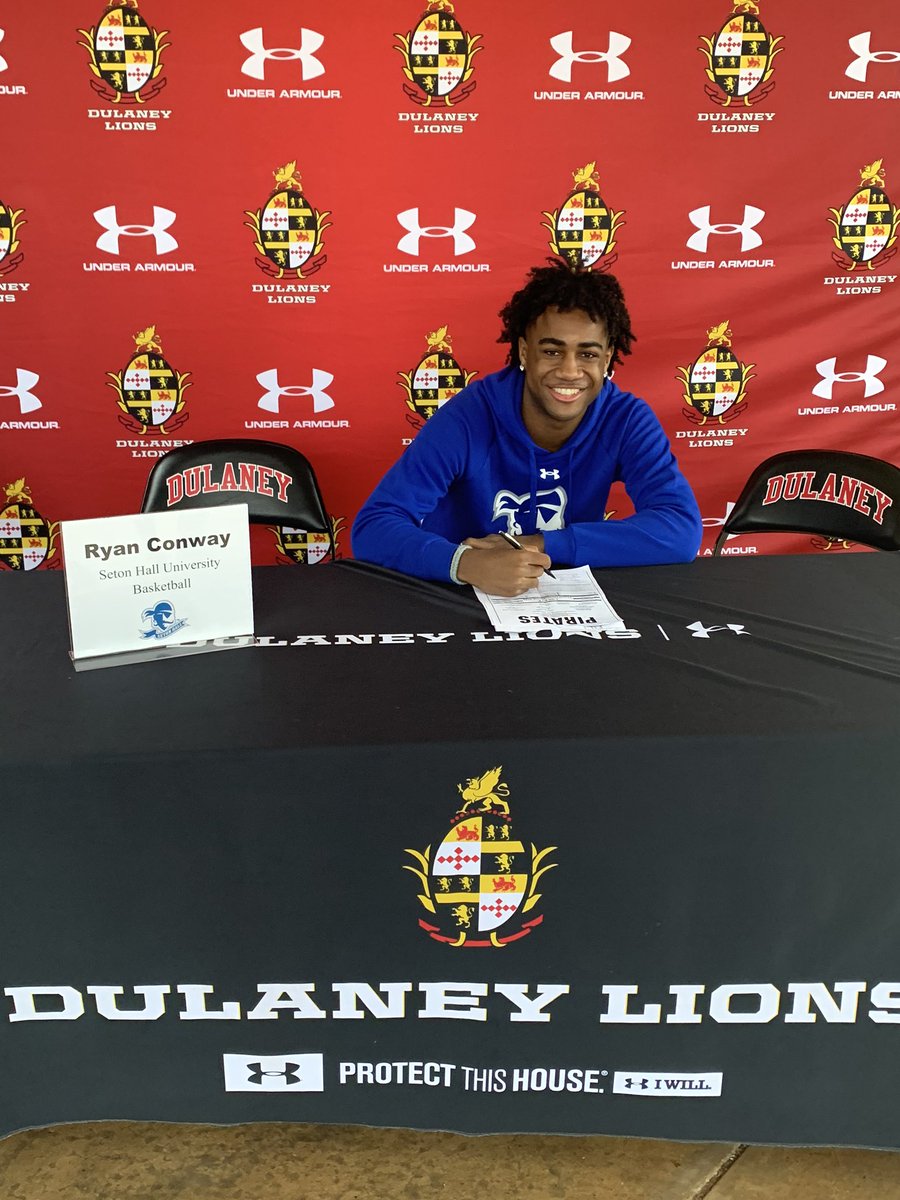 CoachLochte's tweet photo. Itโs official! Ryan Conway, Dulaney 2021, signs his NLI to @SetonHallMBB! ๐๐ #HALLin #dhshoops https://t.co/ZVPOiSzlnX