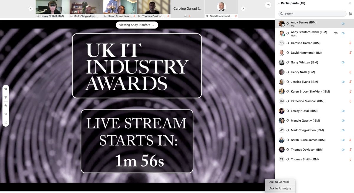 ajgbarnes's tweet photo. Waiting for the UK IT Industry Awards #UKITAwards to start to hear if our superstars Lesley Nuttall @garrywhitten @SarahBurneJames @henrynash @DHammond2013 @katevcm @tomjdavidson  @oldhelstonian @kbruce004   have won - Good Luck!  @andysc @mandieq https://t.co/L7rcIFqdkc