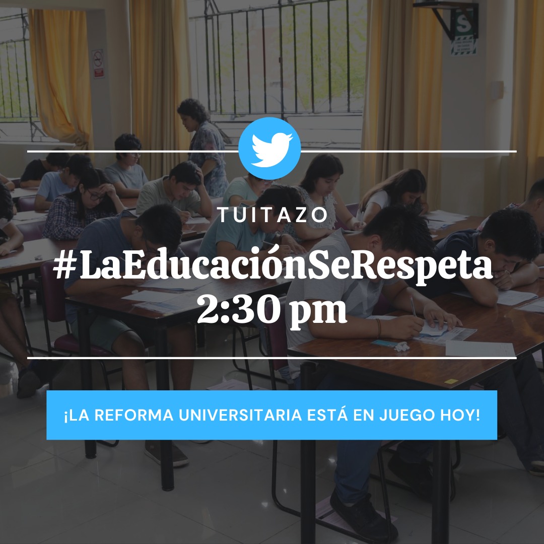 laeducserespeta's tweet photo. Hoy TUITAZO a las 2:30pm en DEFENSA DE LA REFORMA UNIVERSITARIA. El ilegítimo presidente @MerinoDeLama ha puesto al anti reforma @AFloresAraoz como presidente de la @pcmperu . No permitiremos que se tumben la reforma de la que depende nuestro futuro. ¡Fuera de la PCM! https://t.co/TY7UKRHzKV