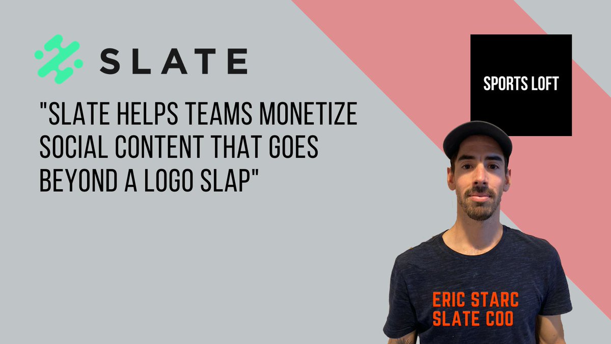 Impressive to hear <a href="/slateteams/">Slate</a> show how they help sports teams monetize their social content in meaningful ways, "not just a logo slap" #SportsLoftShowcase