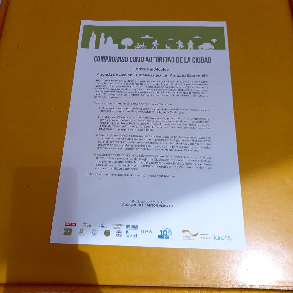 Faro_org's tweet photo. 📌 [INICIA]

🎥Evento de entrega y lanzamiento de la
"Agenda de acción ciudadana: Por un Ambato sostenible"

Esta publicación se desarrolló en coordinación con Fundación Neo en el marco del #LabUrbanoAmbato  implementado por @GrupoFAROcon el apoyo de @GIZEcuador https://t.co/iwuOIv3EqS