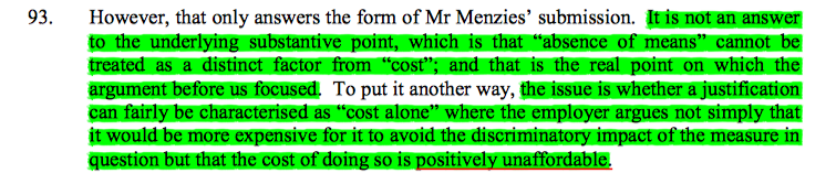 15/ With that focus in mind, it should come as little surprise that Underhill LJ was satisfied as to the legitimacy of living within the employer's means - ignoring the real-life constraints within which the employer operated would be artificial & that's 'never a good thing'