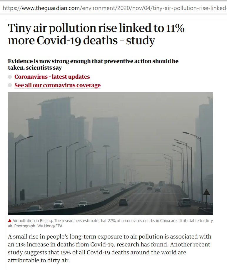 Ask  @grantshapps &  @SadiqKhan why the  #Covid19 response is to INCREASE  #airpollution for the poor &  #BAME communities at greatest risk.   https://www.theguardian.com/environment/2020/nov/04/tiny-air-pollution-rise-linked-to-11-more-covid-19-deaths-study  @hold_bag  @paulale55081401  @personasasa  @NormanC28839418  @BCNtweet  @BillParryDavies  @scott_shiva  @LTDAForum  @oneoval