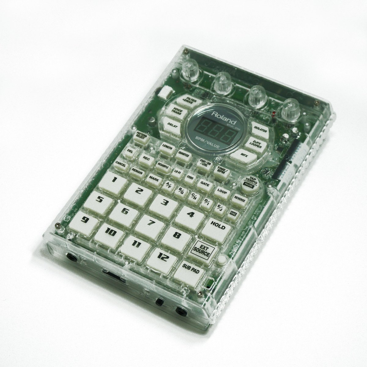 flat__stan's tweet image. The first of its kind: a clear shell custom @Roland_US SP-404. Designed and developed by FLAT STANLEY