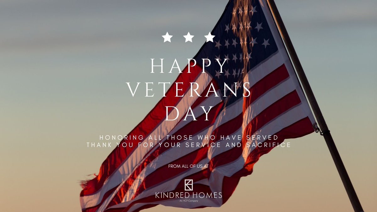 KindredHomesHCP's tweet photo. Honoring all who served our country on this Veterans Day. Thank you for your service and sacrifice. 

#veteransday #thankyou #USA #kindredhomes #yourideaofhome https://t.co/6Pg5gVEEWj