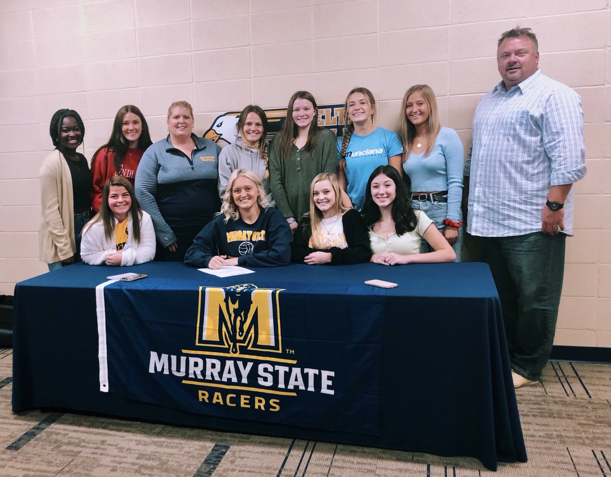 DeltaVolleyball's tweet photo. ‼️SIGNING DAY ALERT‼️

@DearingerBella makes it official. Bella signs her NLI to become a @MurrayStateVB Racer.....congratulations, we are proud of you! @TheStarPress @IHSAAvb @ihsvca @MuncianaVB @eagles_sports @PrinDHS https://t.co/pLA0cysPKf