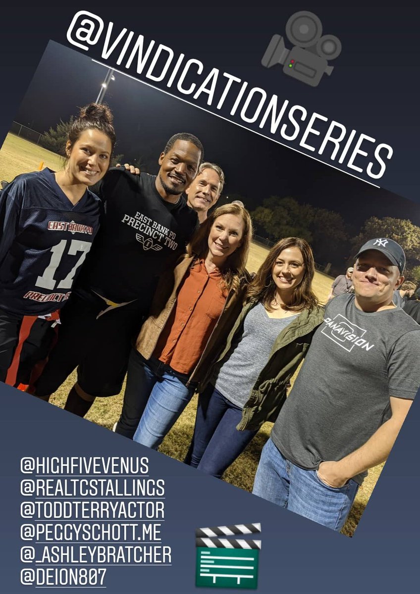 Great to be back on set, 🎬🎥
working with friends &amp; welcoming new characters for season 2 #vindicationseries #faithbased #crimedrama <a href="/PrimeVideo/">Prime Video</a> <a href="/PureFlix/">Pure Flix</a> @deion807 <a href="/toddterryactor/">Todd Terry</a> <a href="/peggyschott_me/">Peggy Schott</a> <a href="/Arnett5Arnett/">Cameron Arnett</a>   @ActressVenus @TCStallings  <a href="/_AshleyBratcher/">Ashley Bratcher</a>