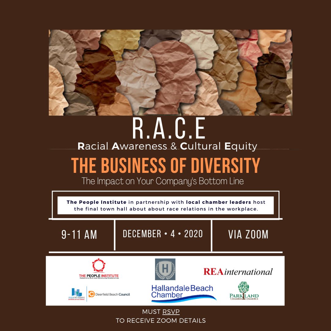 InstitutePeople's tweet photo. For the past three months, we have hosted town halls and you have spoken about your feelings about race in the workplace. 

Join the final Racial Awareness &amp; Cultural Equity R.A.C.E. Town Hall on December 4, 2020 ~ 9-11 am.

Register for the final session: https://t.co/1Fkg7tnsWP https://t.co/l2DKkbeMLX