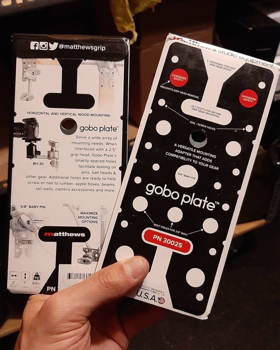 MatthewsGrip's tweet photo. Gobo Plates making their way into creative hands!! Such a great addition to your kit! Endless Grip Solutions!!
Reposting @fourspacefilm:
...
"Oh yea! My matthews gobo plates have arrived! Lets get gripping crazy with it!"
#Matthewsgrip #goboplate #gripgear #gripkit https://t.co/NyvkkaXwh4