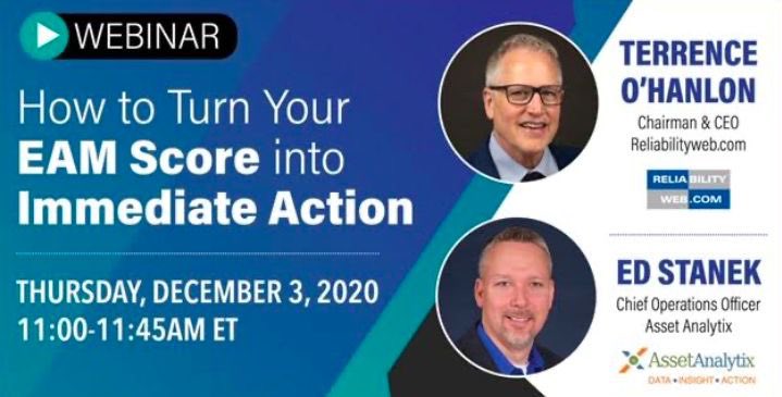Register here :

lnkd.in/gAhvDqq

75% of Companies polled don’t utilize findings of and EAM assessment to shape their overall program.<a href="/terrenceohanlon/">Terrence O'Hanlon</a> <a href="/reliability/">Reliability</a> <a href="/assetanalytix/">Asset Analytix</a>
