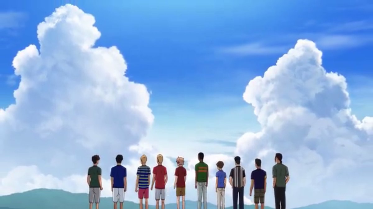 Pak Hafiz memaparkan dalam tesisnya bahwa menampilkan unsur alam dalam animasi juga merepresentasikan elegiac mode/mournful mode, sampai pada melankoli dan kontemplasi. Ini cumulonimbus di Run With The Wind. Track Team Kansei University yang menikmati awan cumulonimbus.