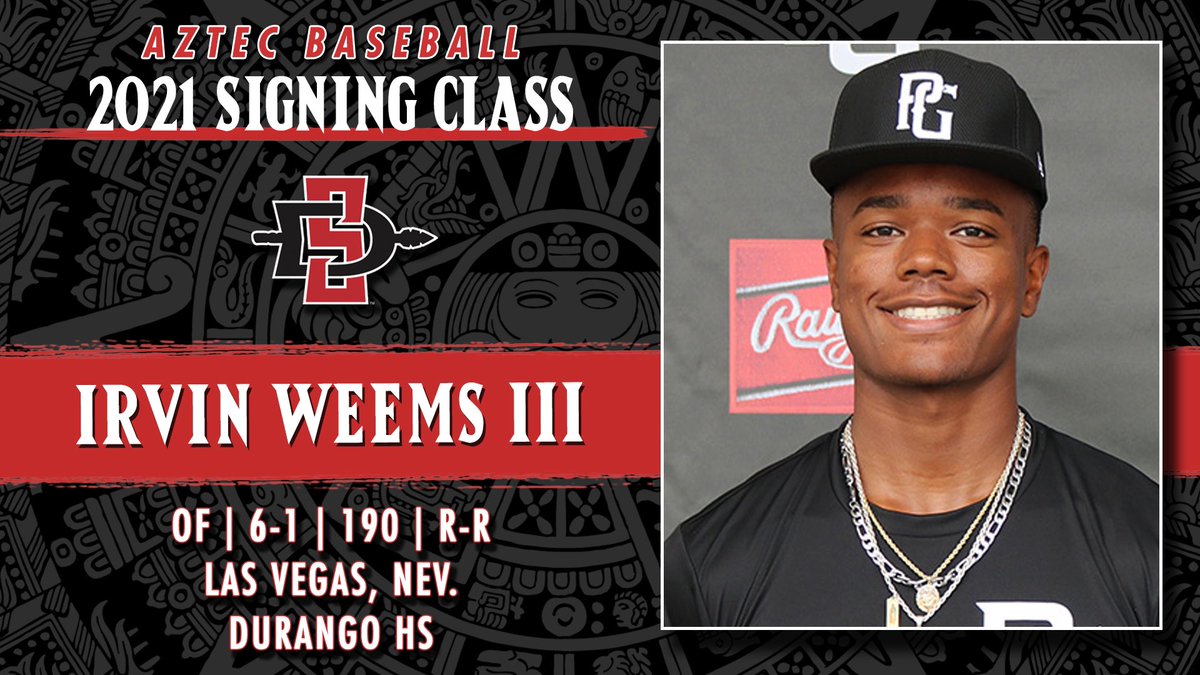 AztecBaseball's tweet photo. Signed! Big league talent from Vegas, Irvin Weems III from Durango High School. Welcome to the family Irv! #goaztecs https://t.co/k3Tfm7fzp5