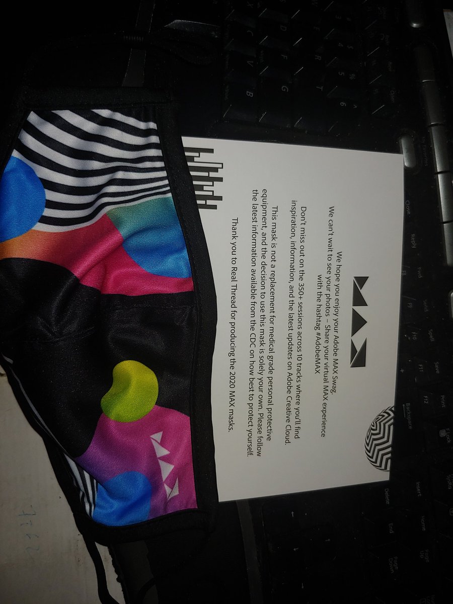 AdobeMaxGifts's tweet photo. @adobemax #AdobeMAX #AdobeMaxGifts now I have a mask to go with the hoodie and hat! https://t.co/gGiAZBNoOt