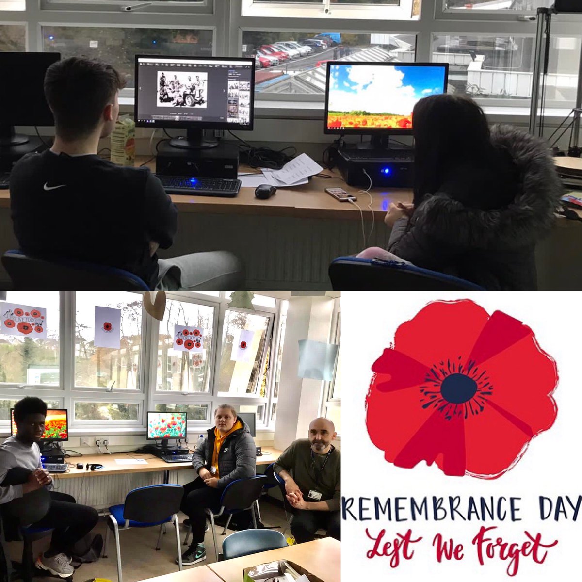 AdvanceintoFE's tweet photo. Group C participated in Remembrance Day and held a 2 minute silence. 

One of our learners Ben Lazenby (top left) had a grandfather who served in both wars in L detachment of the SAS with David Sterling #RemembranceDay @GowerCollegeSwa https://t.co/NhuGxv74aj
