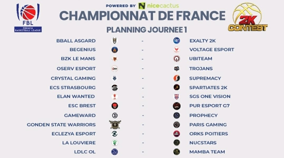 🏆 CHAMPIONNAT DE FRANCE 🏆

🚨 Saison #1 

🔹️ Programme de la 1ère journée

🔸️11 / 12 / 13 Novembre  

🔹️Bon championnat à toutes les équipes !