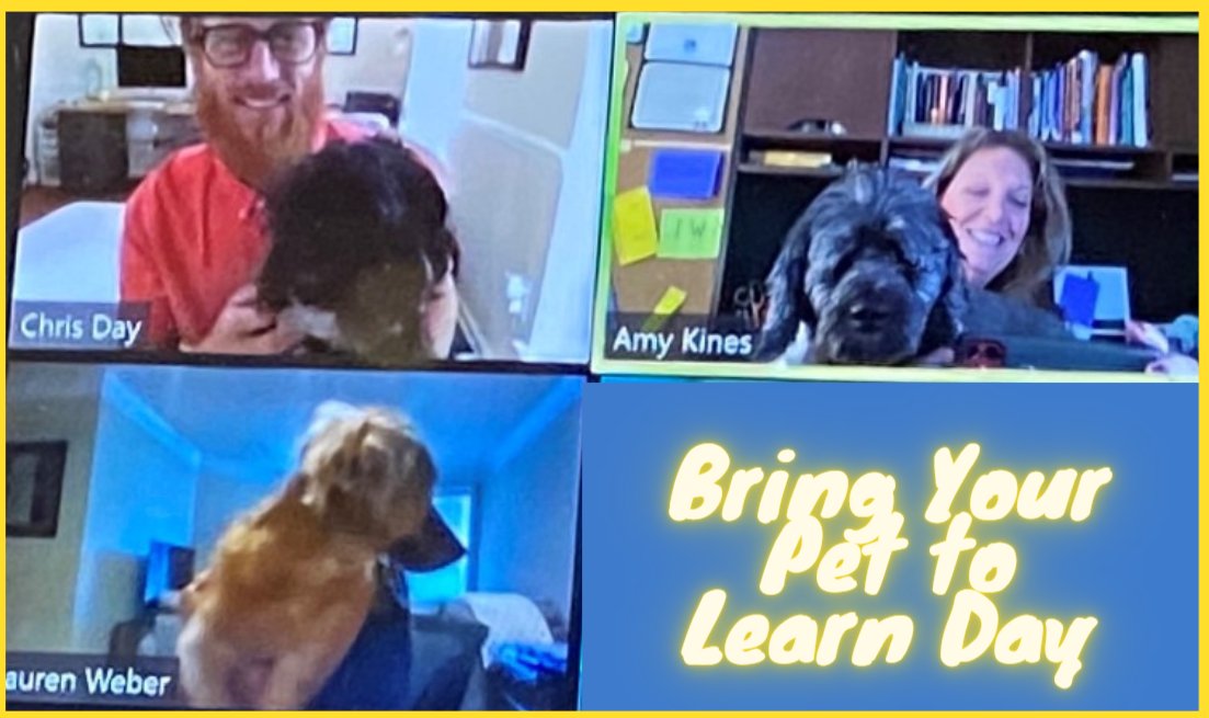 AmyKinesTools's tweet photo. At #ReadyAimTeach, every PD is Bring Your Pet to Learn Day!  https://t.co/faQL3kEDks #PD #virtualPD #graduatecredit https://t.co/S5rNgwsBYf