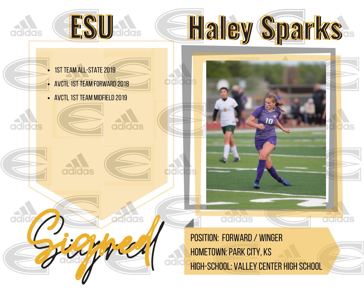 ESU_WoSoccer's tweet photo. Super excited to officially welcome Haley Sparks to the ESU Soccer family !! A winger from Park City, KS 🐝⚽️ #haleysparks_ 
#NationalSigningDay #StingersUp https://t.co/uFoIefMaSo
