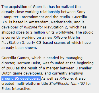 Sony's home-run acquisition of Guerrilla Games (maker of Killzone, Horizon game franchises) is another great example. It was purchased when the studio had only 95 developers. Now has hundreds of employees  https://www.gamasutra.com/view/news/98383/Sony_Acquires_Guerrilla_Games.php