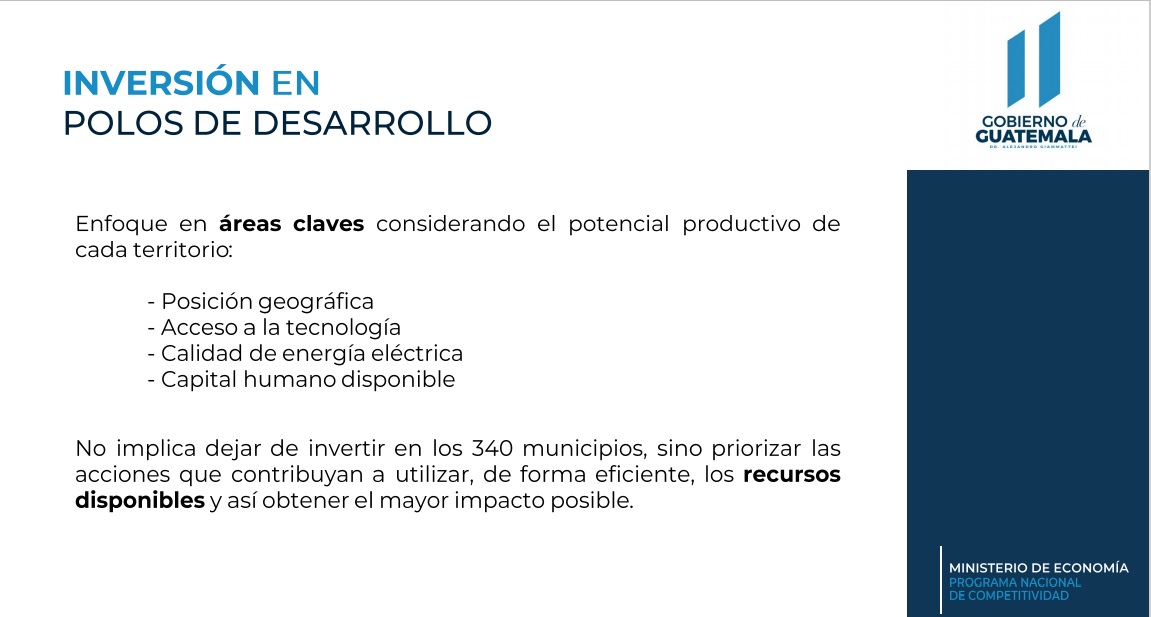 PRONACOM Guatemala on Twitter: "Durante la presentación del Índice Competitividad -ICL-, el Comisionado @rpaizk comentó que PRONACOM de @MINECOGT se está trabajando en buscar inversión en polos de desarrollo,