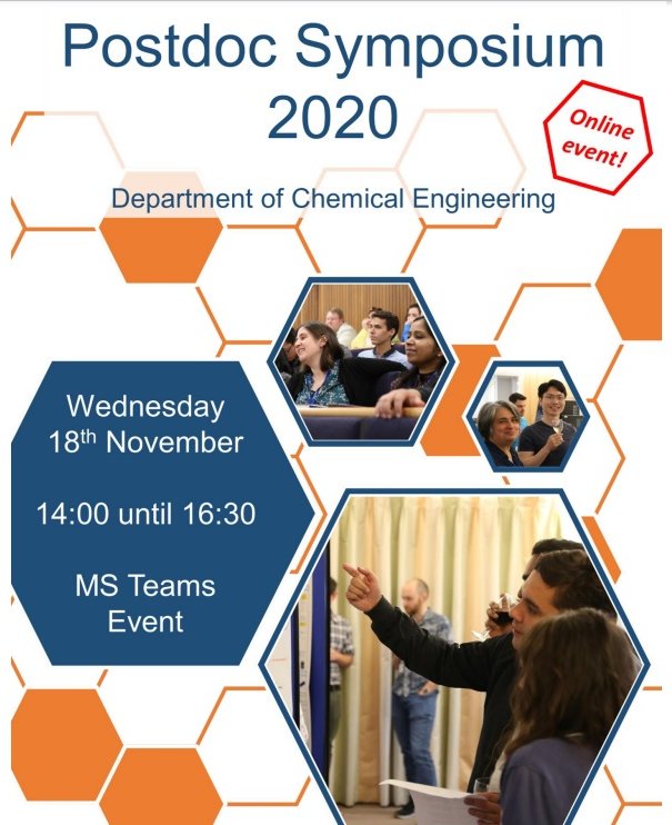 ChemEngPostdocs's tweet photo. Deadline extended! #ChemEngPostdocSymposium
#postdocs &amp; #fellows of @ImperialChemEng participate in 'Annual Postdoc Symposium'-an exciting online event dedicated to #ECRs. Submit the abstracts for twitter based poster presentation to d.cuccato@imperial.ac.uk
 @ImperialPFDC https://t.co/2x8ehx7X4U